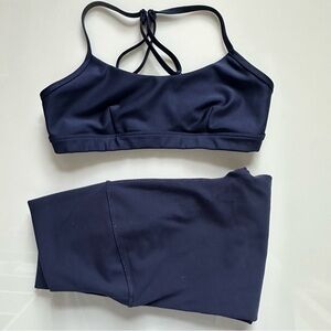 NAVY ALO SET - AIRLIFT INTRIGUE BRA (S) AND 7/8 LEGGING (XXS) LIKE NEW